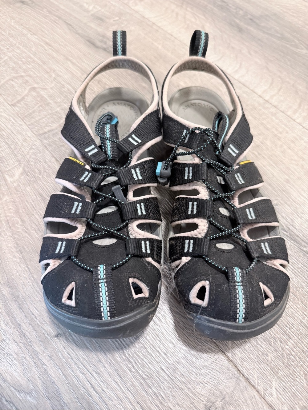 Keen Black Sandals with Light Blue Trim